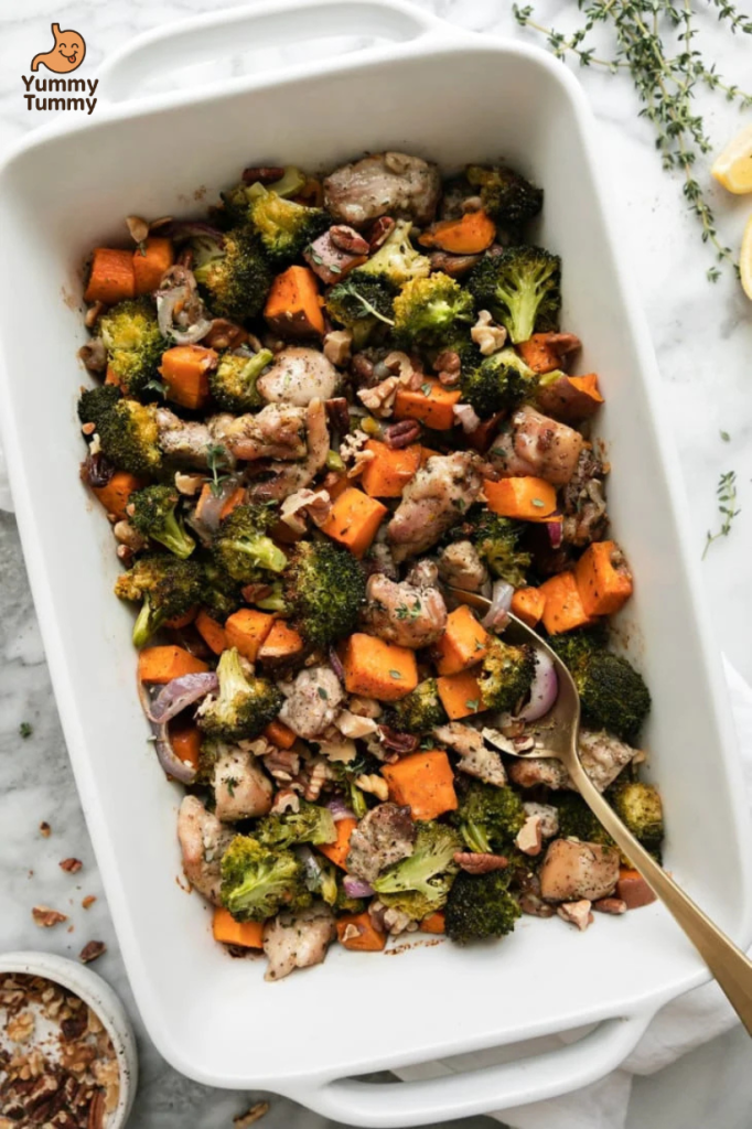 Easy One-Pan Chicken and Sweet Potato Bake with Broccoli 2 Chicken and Sweet Potato