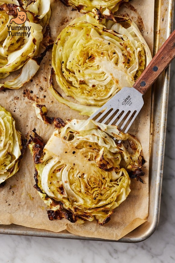 Oven Roasted Garlic Cabbage Steaks Recipe 2 Oven Roasted Garlic Cabbage Steaks Recipe