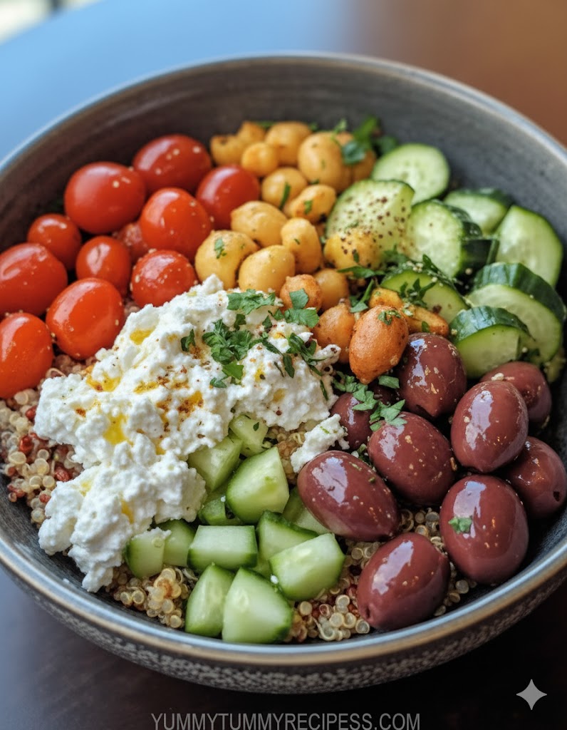 5-Minute Mediterranean Bowl – Quick & Healthy Lunch Meal Prep 2 c 2