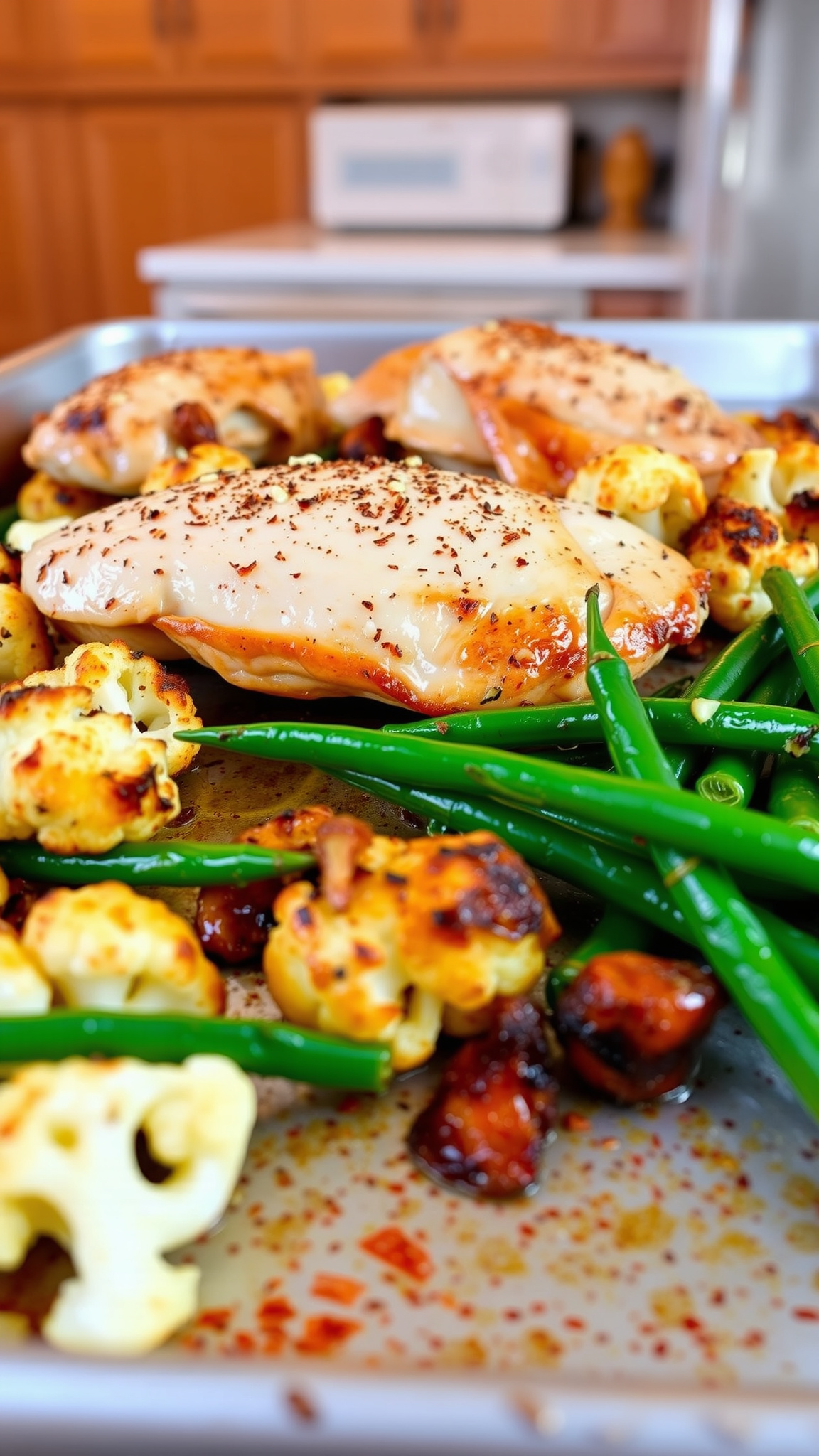 10 Easy Dinner Ideas for Gestational Diabetes (Under 45g Carb) 5 3. Baked Chicken with Roasted Cauliflower & Green Beans