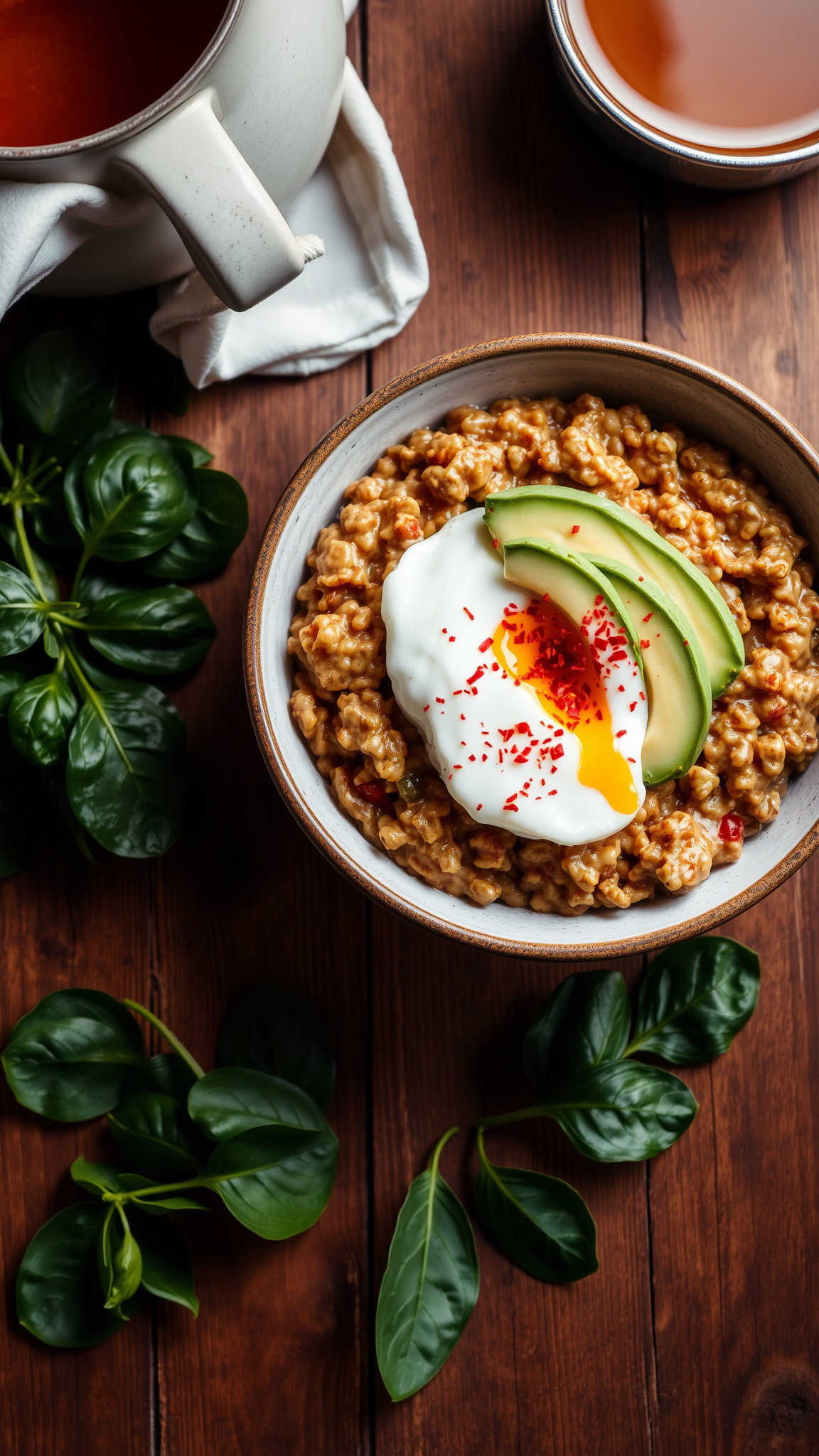 6 Healthy Oats Breakfast Ideas 4 2. Savory Spinach and Poached Egg Steel-Cut Bowl