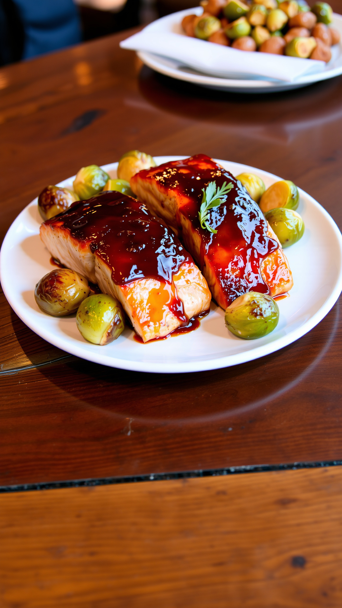 9 Fall High Protein Dinner Ideas for Lazy People 6 4. Maple Glazed Salmon and Brussels Sprouts