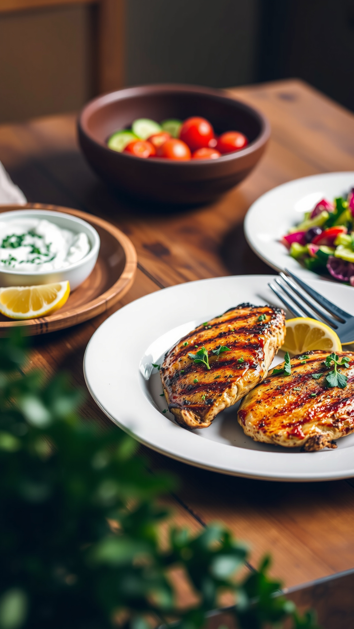 4 Best Mediterranean Dinner Recipes 2 1. Lemon Herb Grilled Chicken with Tzatziki